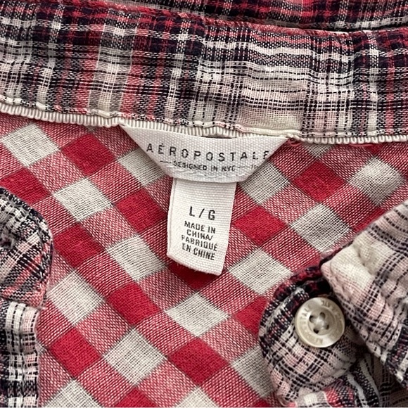 AEROPOSTALE Women’s Long Sleeve Plaid Lined Button Down Shirt L - Picture 14 of 15